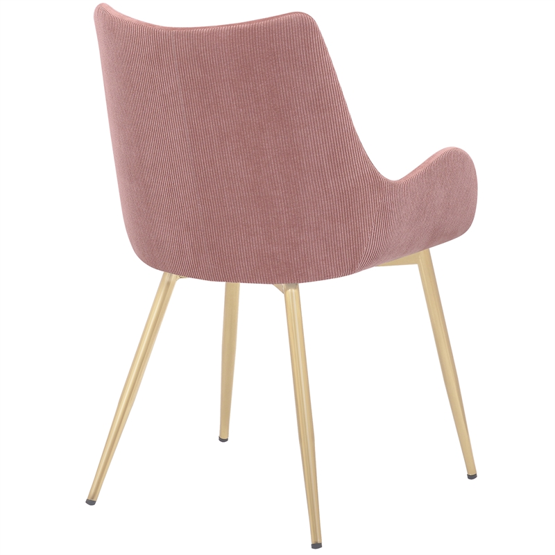 armen living 18&quot modern fabric & metal dining room chair in pink/gold