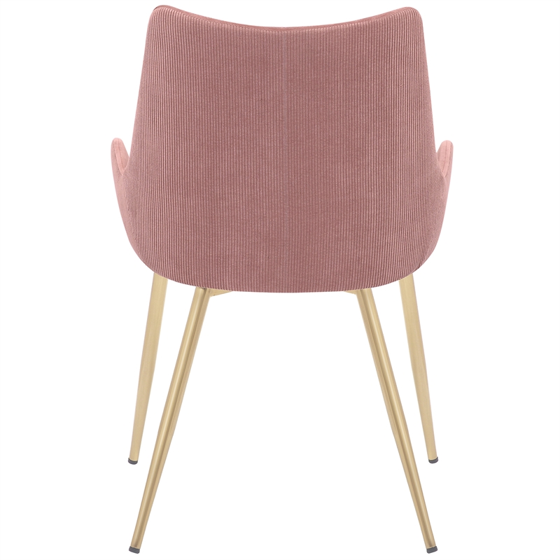 armen living 18&quot modern fabric & metal dining room chair in pink/gold