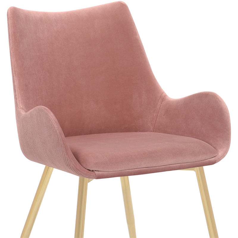 armen living 18&quot modern fabric & metal dining room chair in pink/gold