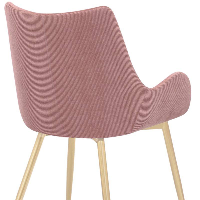 armen living 18&quot modern fabric & metal dining room chair in pink/gold