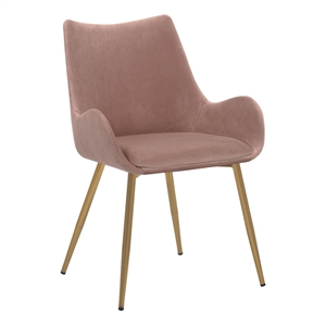 Armen Living 18&quot Modern Fabric & Metal Dining Room Chair in Pink/Gold