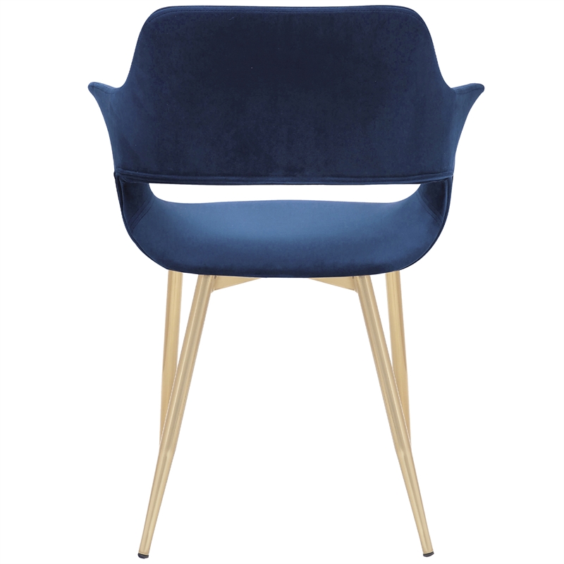 armen living gigi 19&quot fabric & metal dining room chair in blue/gold (set of 2)