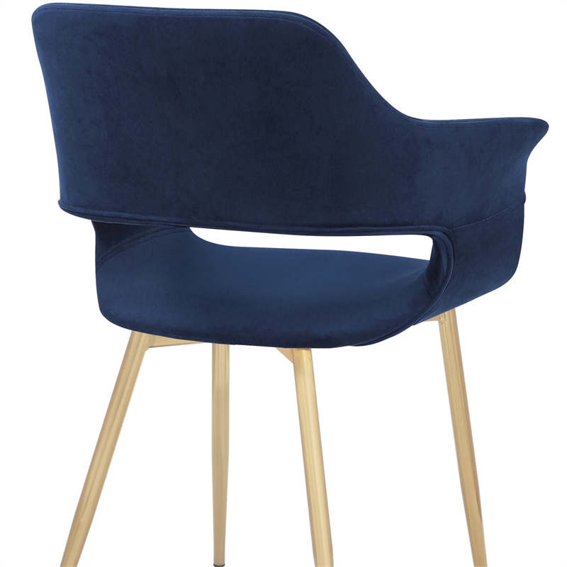 armen living gigi 19&quot fabric & metal dining room chair in blue/gold (set of 2)