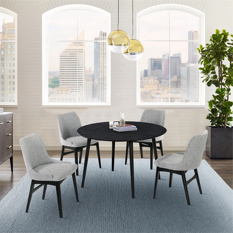 Armen Living Arcadia and Azalea 5-Piece Modern Metal Dining Set in Black/Gray