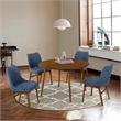 Armen Living Arcadia and Azalea 5-Piece Modern Metal Dining Set in Walnut/Blue