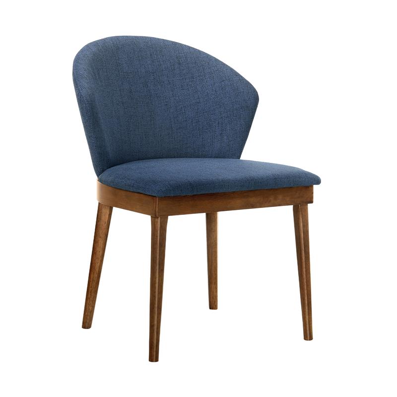 Armen Living Arcadia and Juno 5-Piece Modern Fabric Dining Set in Blue/Walnut