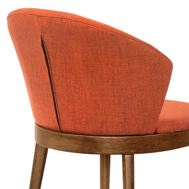 Armen Living Arcadia and Juno 5-Piece Modern Fabric Dining Set in Orange/Walnut