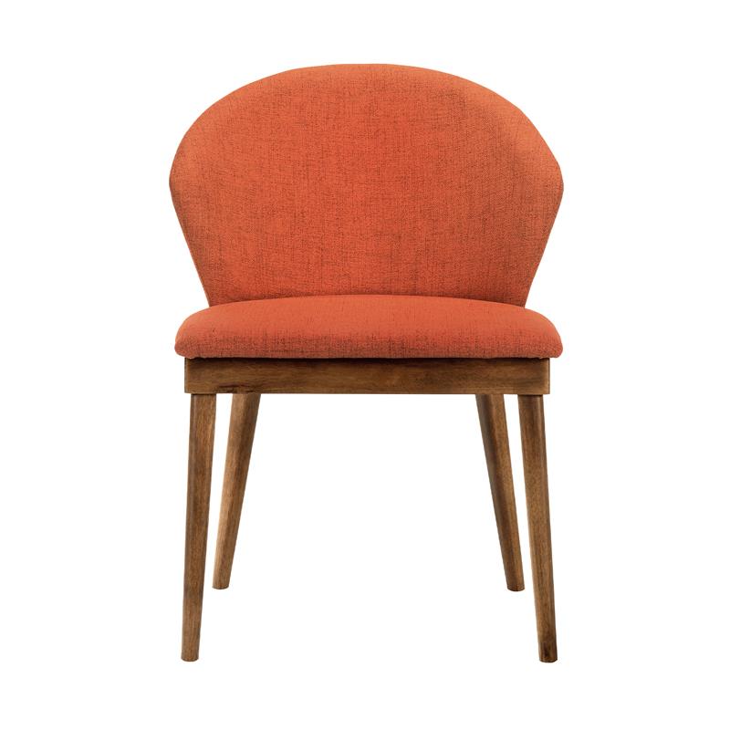 Armen Living Arcadia and Juno 5-Piece Modern Fabric Dining Set in Orange/Walnut
