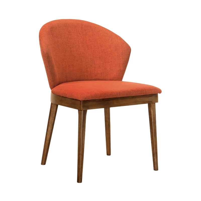 Armen Living Arcadia and Juno 5-Piece Modern Fabric Dining Set in Orange/Walnut