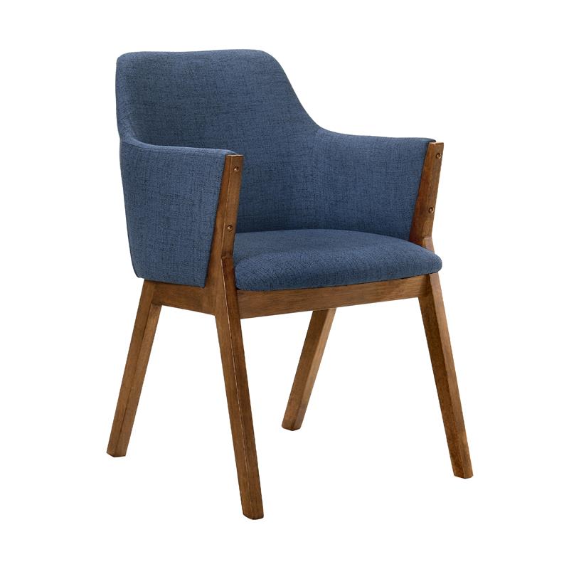 Armen Living Arcadia and Renzo 5-Piece Fabric Dining Set in Blue/Walnut