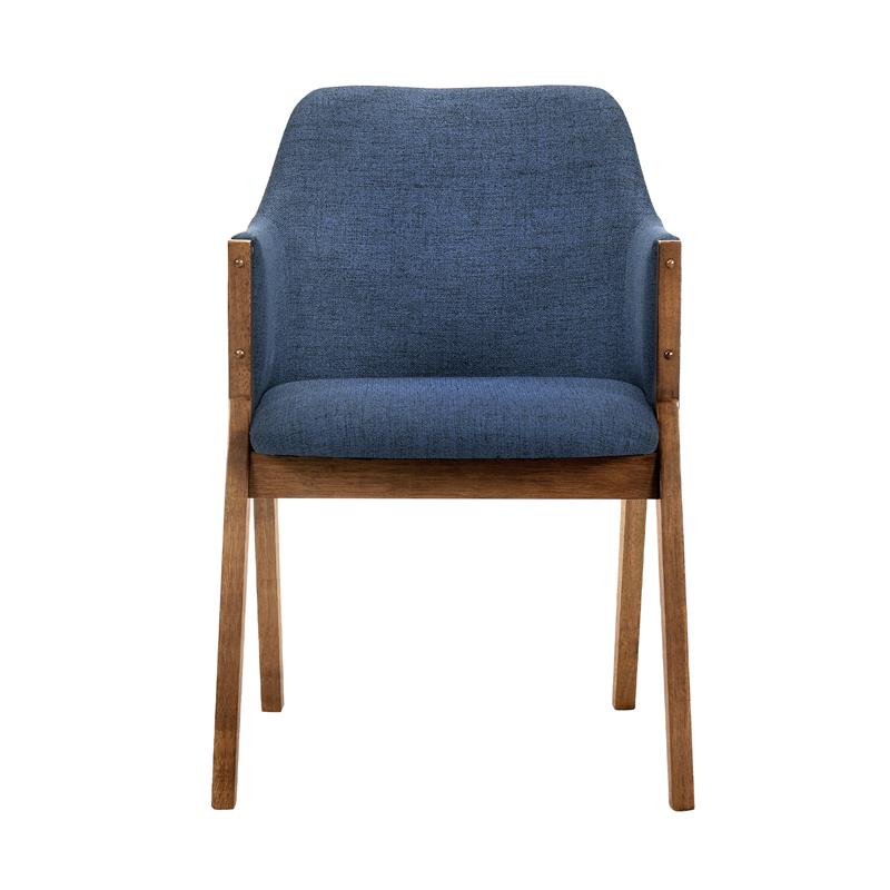 Armen Living Arcadia and Renzo 5-Piece Fabric Dining Set in Blue/Walnut