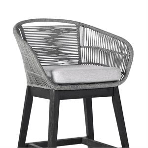 Armen Living Tutti Frutti 30&quot Wood Indoor Outdoor Bar Height Stool in Black/Gray