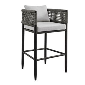 Armen Living Alegria 26&quot Aluminum Outdoor Counter Height Bar Stool in Gray