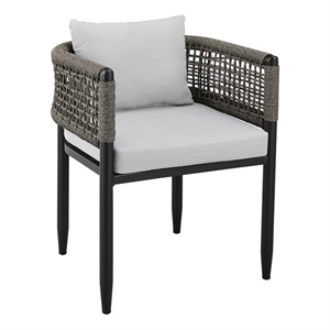 Armen Living Alegria 19&quot Aluminum & Rope Outdoor Dining Chair in Gray (Set of 2)