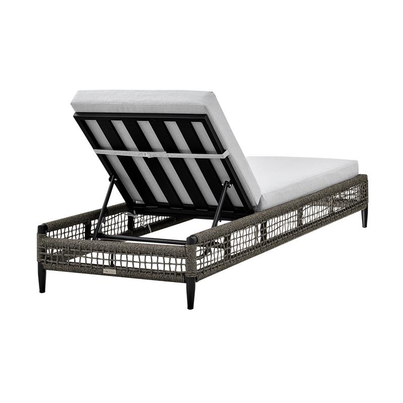 Armen Living Alegria Outdoor Aluminum Adjustable Chaise Lounge Chair in Gray