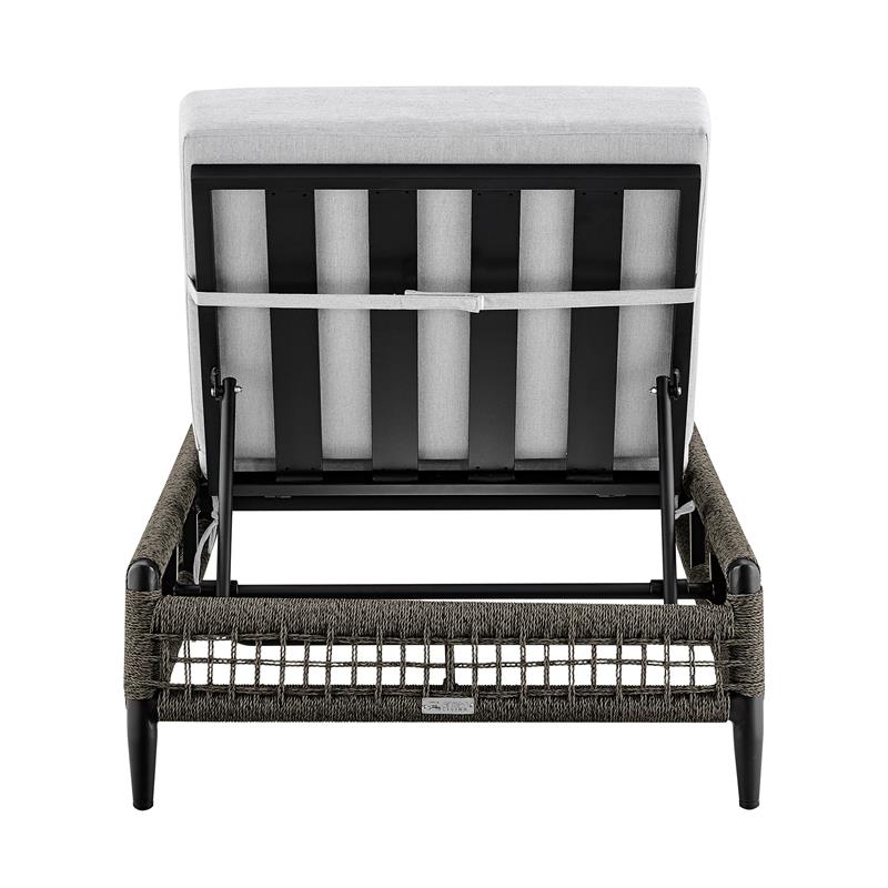 Armen Living Alegria Outdoor Aluminum Adjustable Chaise Lounge Chair in Gray