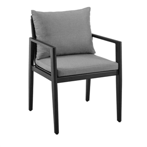 Armen Living Cayman 19&quot Aluminum Outdoor Dining Chair in Gray (Set of 2)