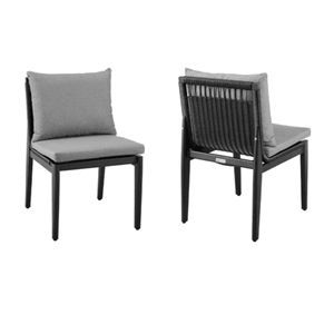 Armen Living Cayman 19&quot Aluminum Outdoor Dining Chair in Gray (Set of 2)