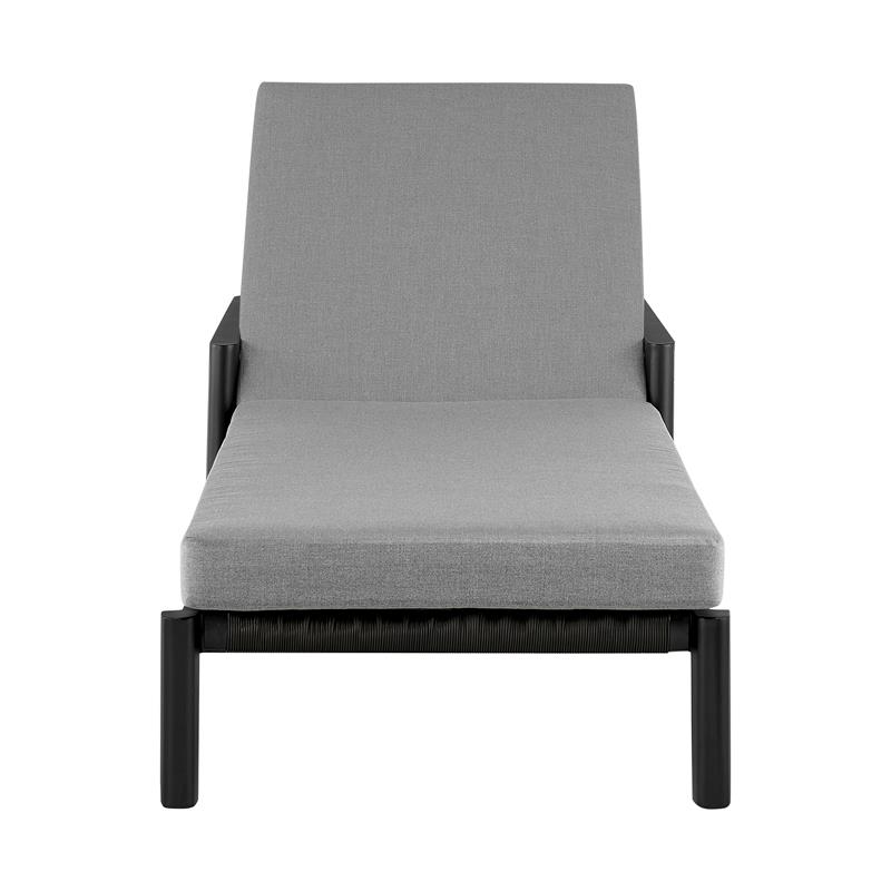 Armen Living Cayman Aluminum Outdoor Adjustable Chaise Lounge Chair in Gray