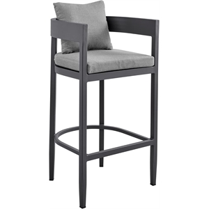 Armen Living Menorca 26&quot Aluminum Outdoor Counter Height Bar Stool in Gray