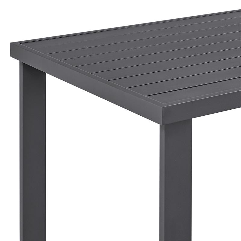Armen Living Menorca Aluminum Outdoor Bar Height Dining Table in Gray