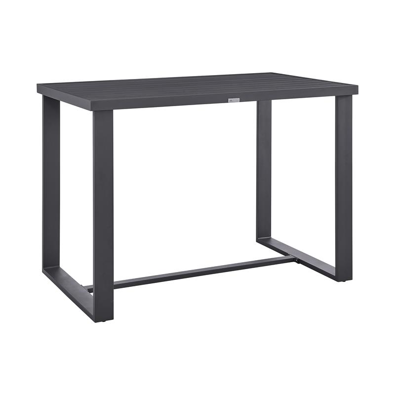 Armen Living Menorca Aluminum Outdoor Bar Height Dining Table in Gray