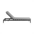 Menorca Outdoor Patio Adjustable Chaise Chair in Aluminum with Grey Cushions