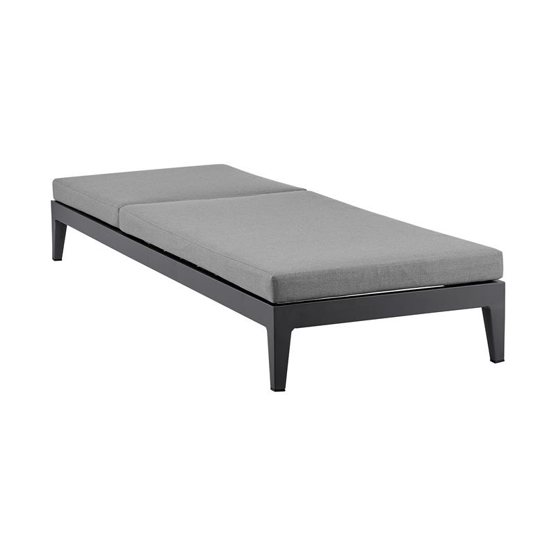 Menorca Outdoor Patio Adjustable Chaise Chair in Aluminum with Grey Cushions