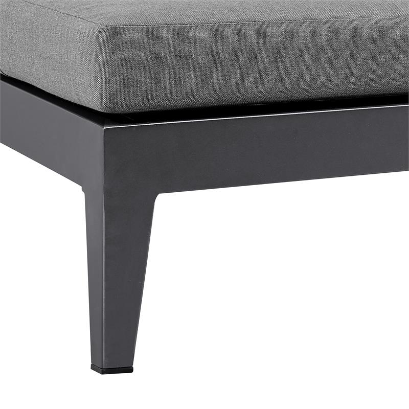 Menorca Outdoor Patio Adjustable Chaise Chair in Aluminum with Grey Cushions