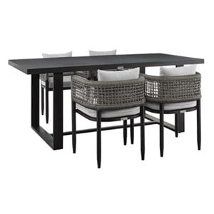 Armen Living Alegria Outdoor 5-Piece Aluminum & Rope Dining Set in Gray