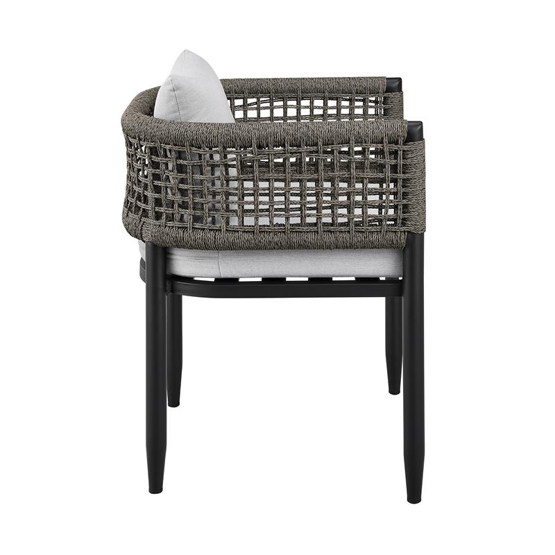 Alegria Outdoor 7-Piece Dining Table Set in Aluminum with Grey Rope and Cushions