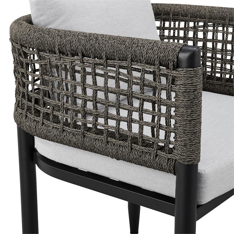 Alegria Outdoor 7-Piece Dining Table Set in Aluminum with Grey Rope and Cushions