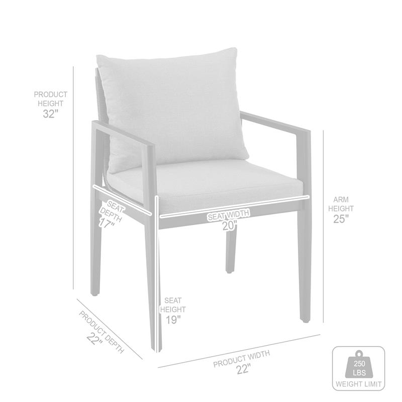 Armen Living Cayman Outdoor Patio 5-Piece Aluminum Dining Set in Gray