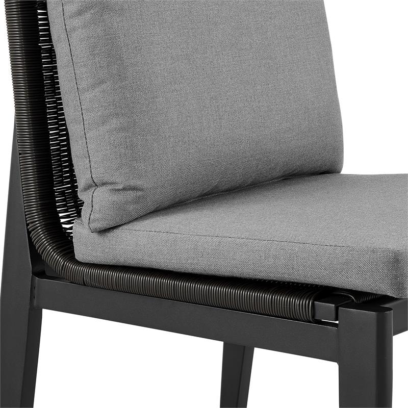 Cayman Outdoor 5-Piece Round Dining Table Set in Aluminum with Grey Cushions