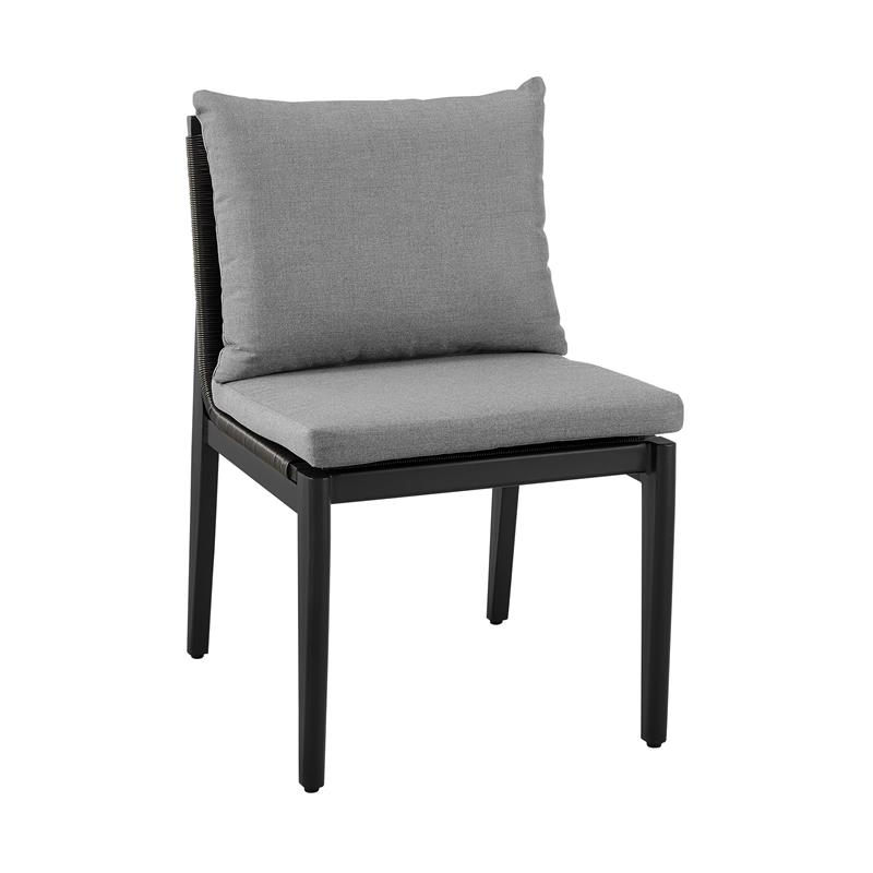 Cayman Outdoor 5-Piece Round Dining Table Set in Aluminum with Grey Cushions