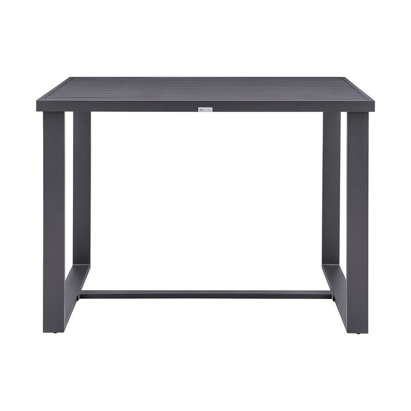 Armen Living Menorca Outdoor Patio 5-Piece Aluminum Bar Set in Gray