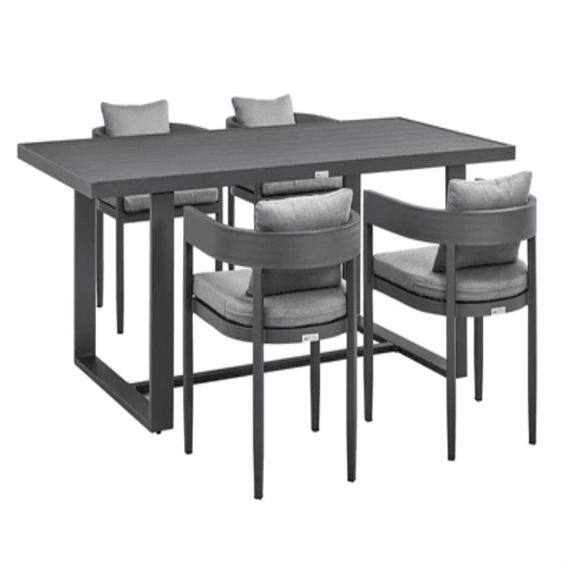Armen Living Menorca Outdoor Patio 5-Piece Aluminum Dining Set in Gray