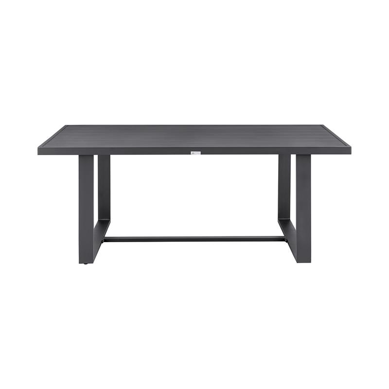 Armen Living Menorca Outdoor Patio 7-Piece Aluminum Dining Set in Gray