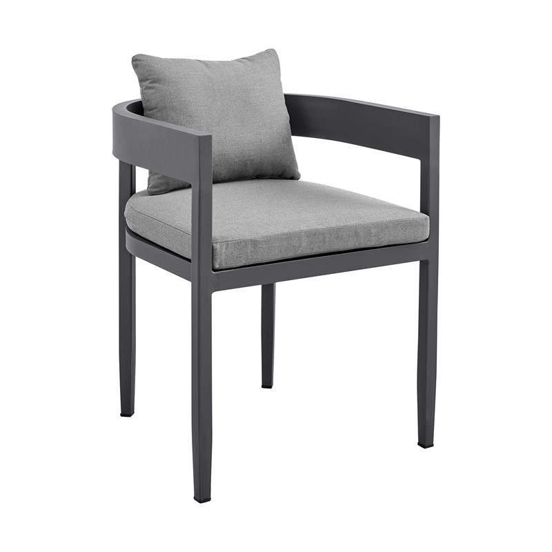 Armen Living Menorca Outdoor Patio 7-Piece Aluminum Dining Set in Gray