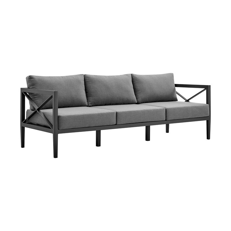 Armen Living Sonoma 4-Piece Modern Aluminum Outdoor Set in Dark Gray