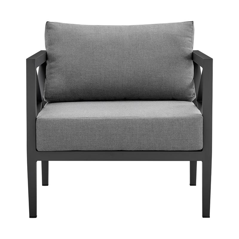 Armen Living Sonoma 4-Piece Modern Aluminum Outdoor Set in Dark Gray