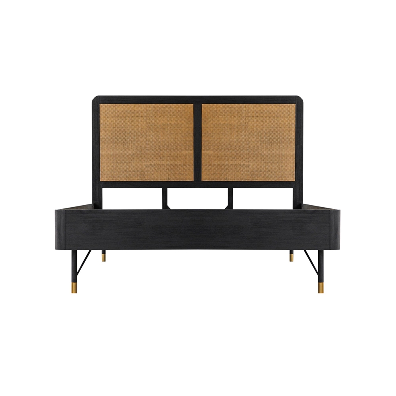 Armen Living Saratoga Modern Wood Queen Platform Frame Bed in Black