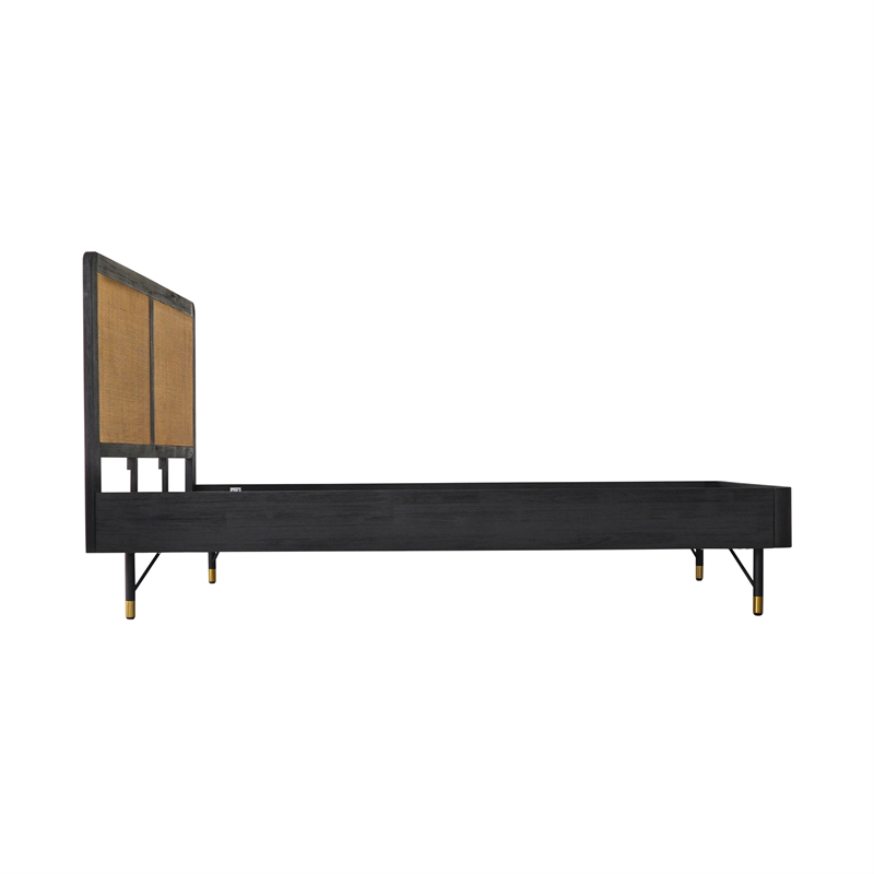 Armen Living Saratoga Modern Wood Queen Platform Frame Bed in Black