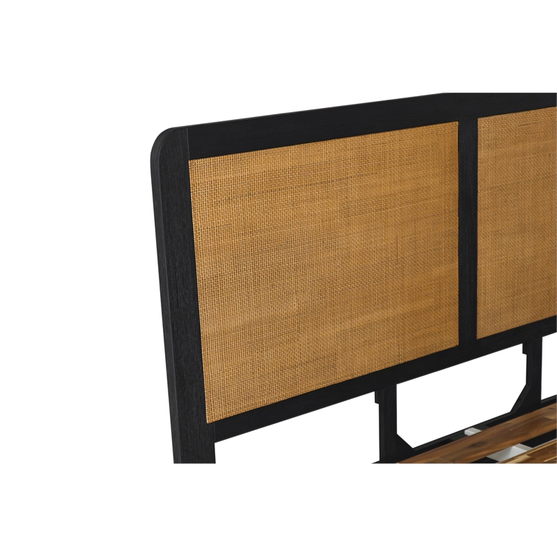 Armen Living Saratoga Modern Wood Queen Platform Frame Bed in Black