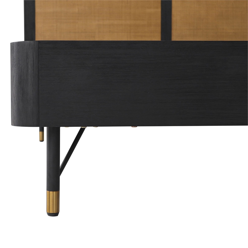 Armen Living Saratoga Modern Wood Queen Platform Frame Bed in Black