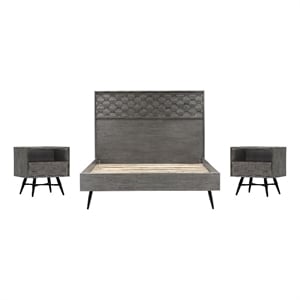 Armen Living Makena 3-Piece Modern Wood Queen Bedroom Set in Natural