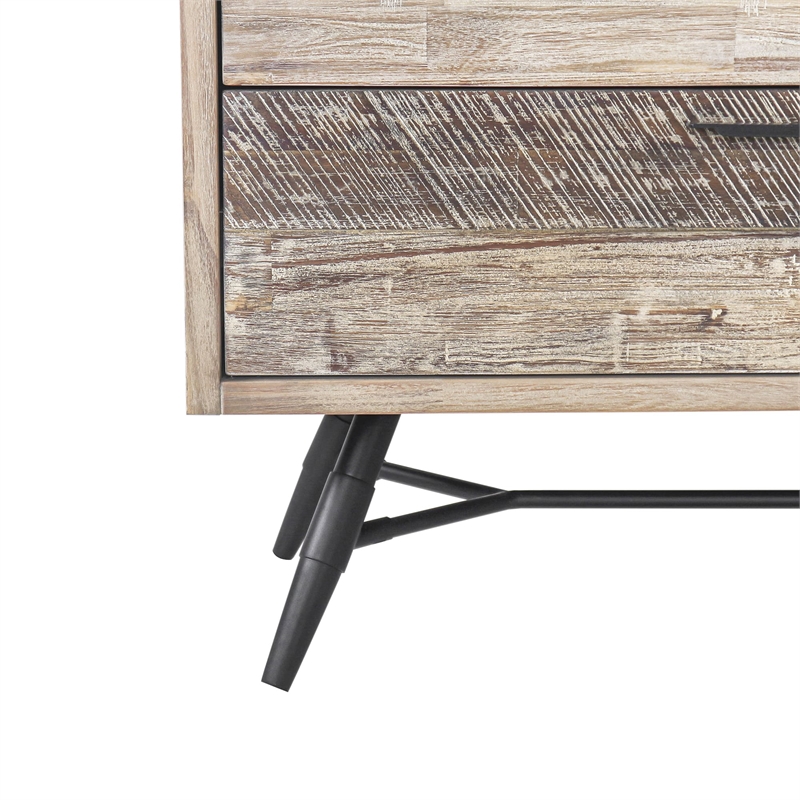 Armen Living Bridges 6-Drawer Modern Wood Dresser in Natural/Gray