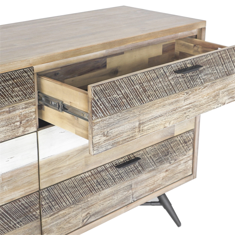Armen Living Bridges 6-Drawer Modern Wood Dresser in Natural/Gray