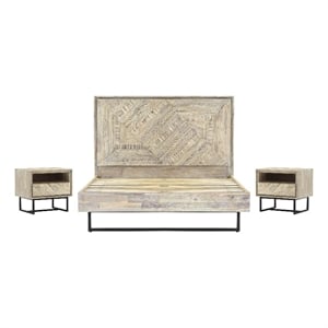 Armen Living Peridot 3-Piece Modern Wood King Bedroom Set in Natural