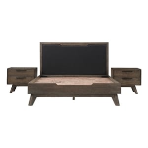 Armen Living Astoria 3-Piece Modern Wood Queen Bedroom Set in Brown